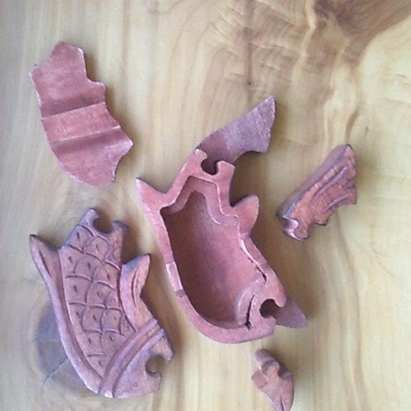 Rosewood Fish PUZZLE BOX 🎁 GREAT GIFT India hand crafted - Picture 3 of 16